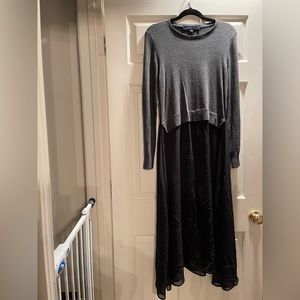 French Connection Gray Sweater with Black Drape Size M $50.00